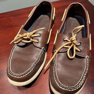 Mens Sperry Top Sider 10.5 Deck Boat Shoes Leather Two Eye Brown